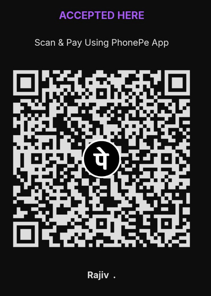 PhonePe QR code for payment to Rajiv